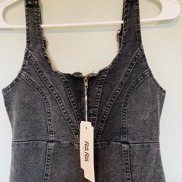 Women's Sleeveless Black Denim Dress - Picture 7 of 9